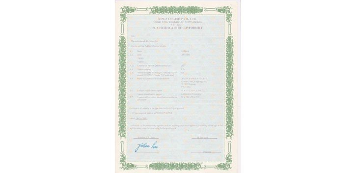 COC EEC certificat homologation M  DUBOIS