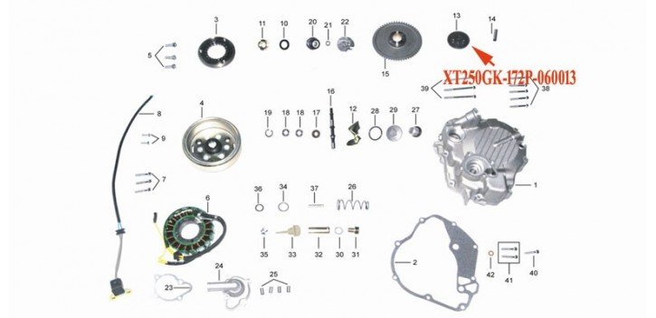 Kinroad 250 cc starter gear sprocket