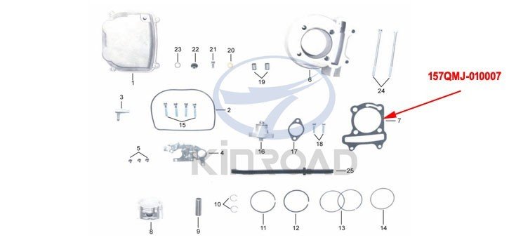 joint cylindre kinroad 150 cc